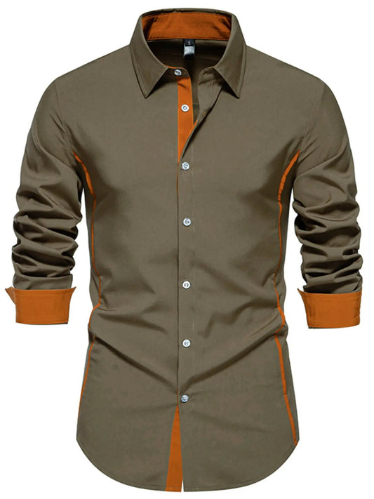 Men's Contrast Trim Button-Down Shirt by Trendsi