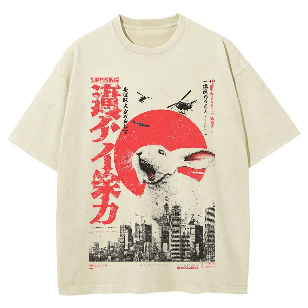 Rabbit Graphic Funny Japanese Art O-Neck Women T-Shirt by Vimost Shop