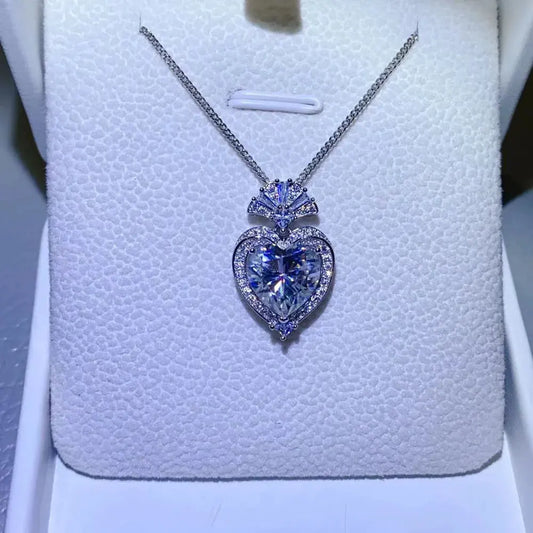 3 Carat Moissanite 925 Sterling Silver Heart Pendant Necklace by Partner Labels