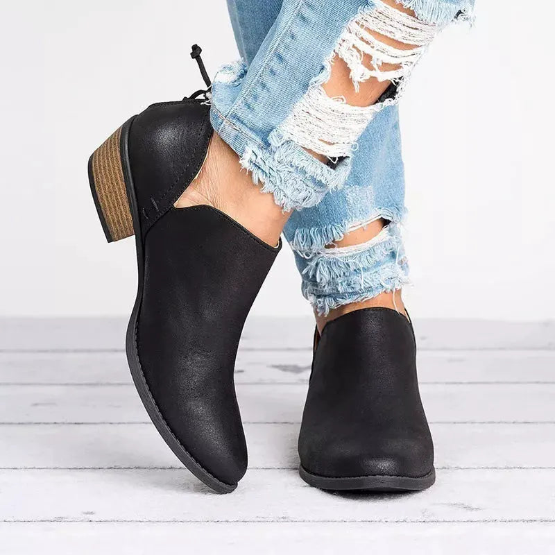 Point Toe Block Heels Boots by Partner Label