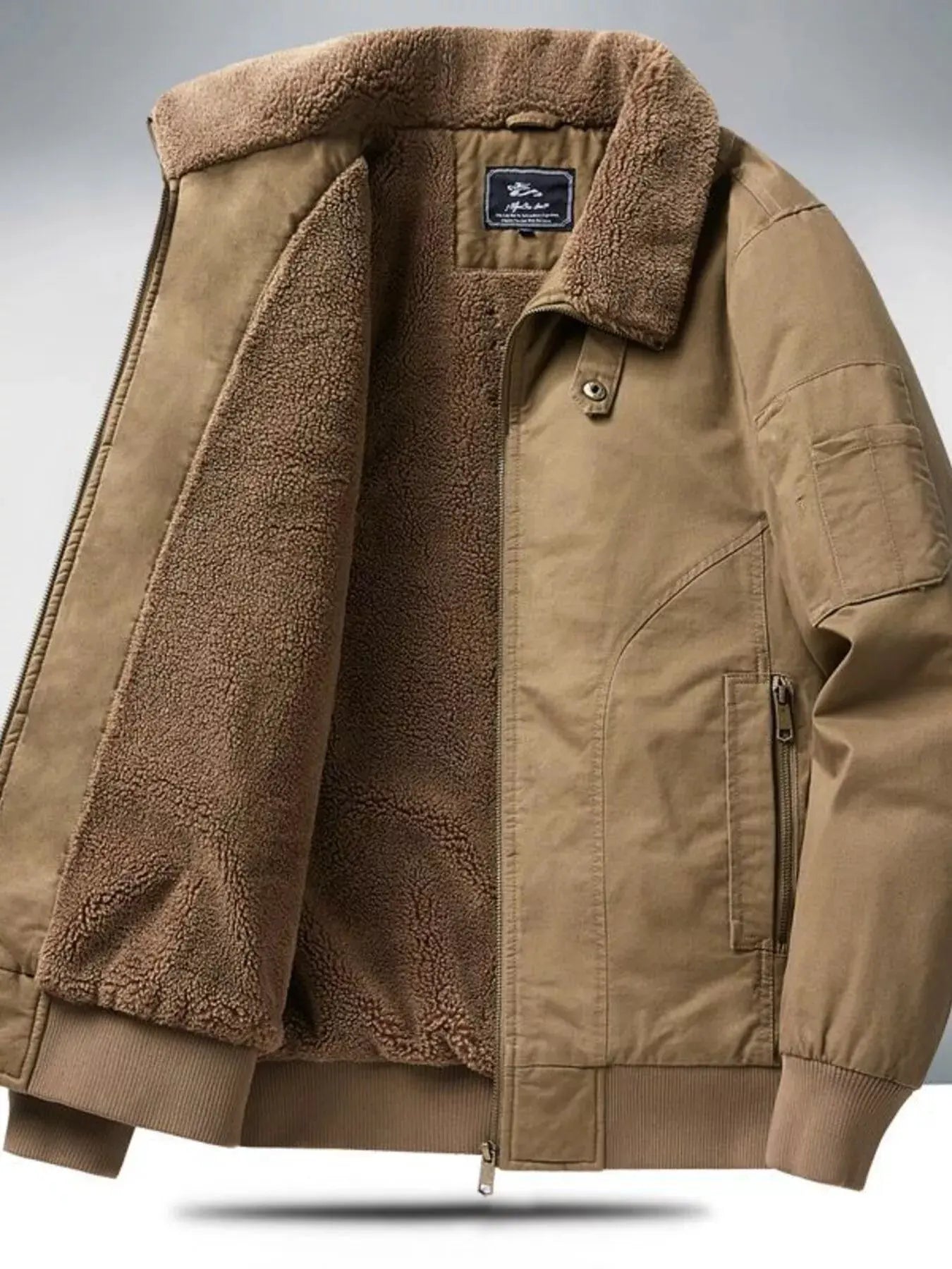 Men's Plus Size Sherpa Lined Zip Up Jacket by Partner Label