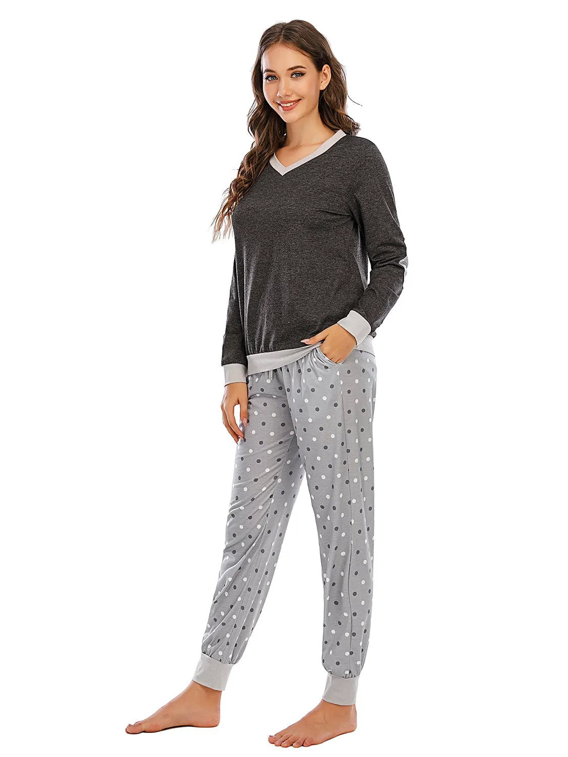 Long Sleeve Top and Polka Dot Pants Set by POL