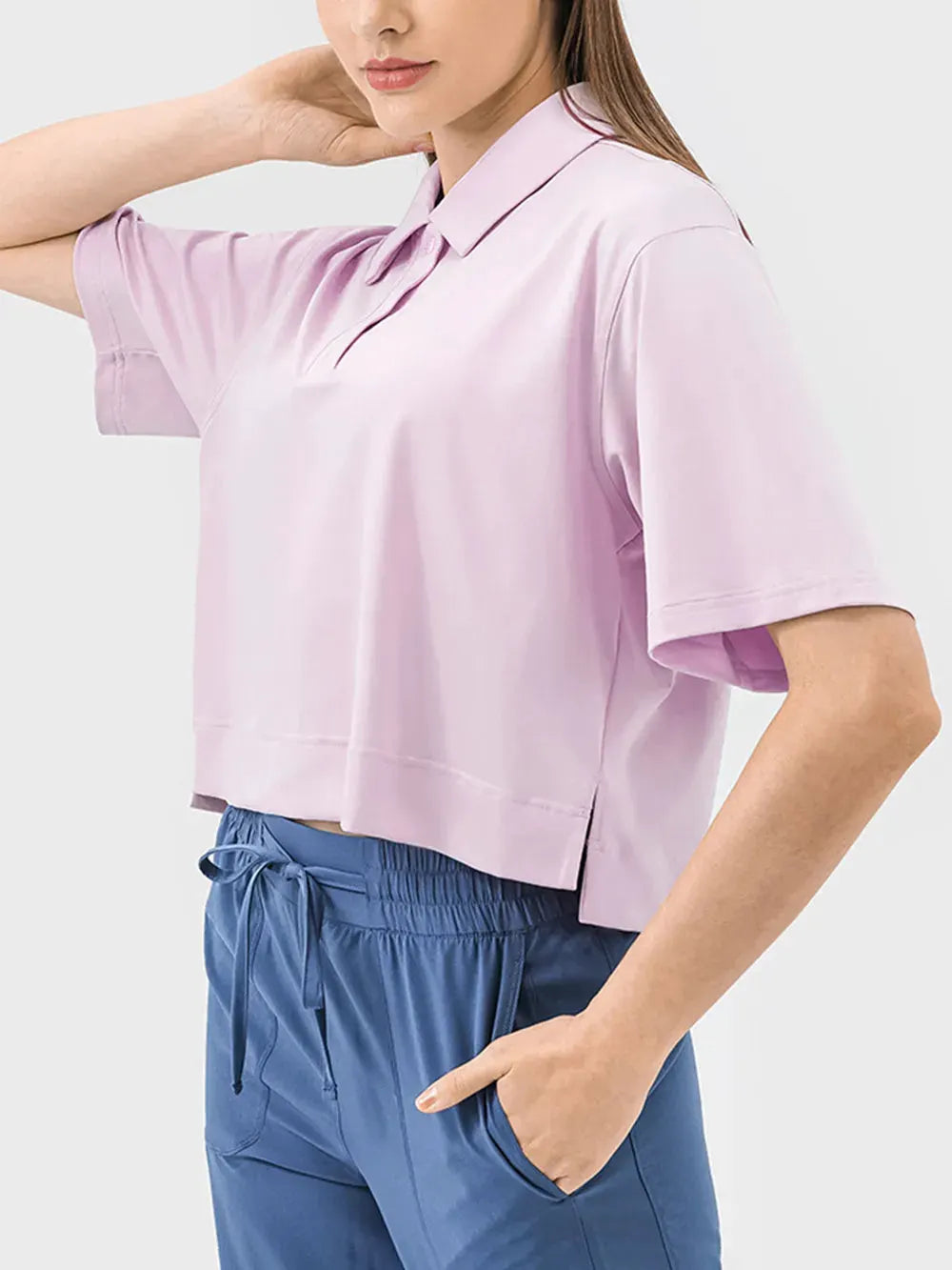 Millennia Half Button Short Sleeve Active T-Shirt by Millennia