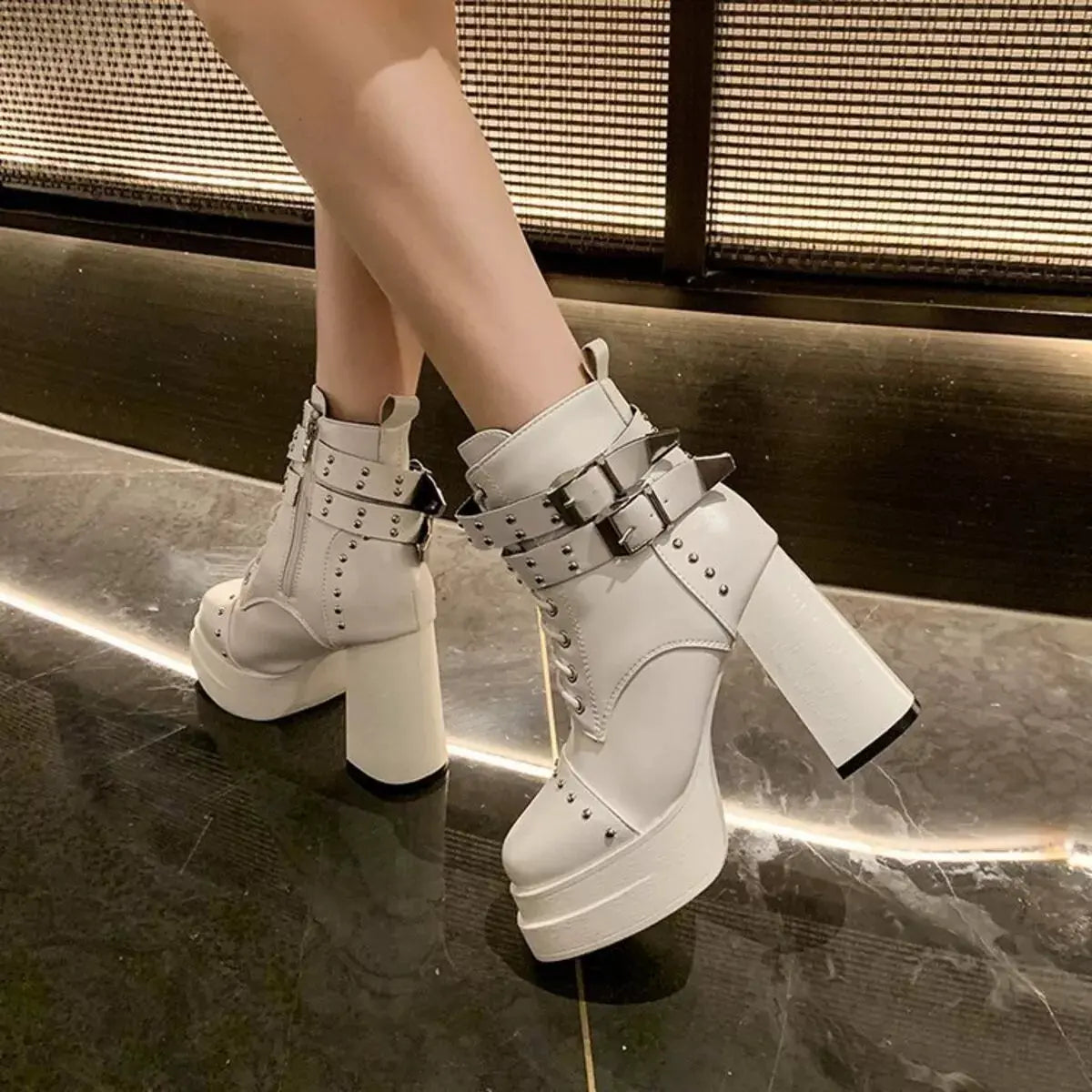 Round Toe Block Heels Boots by Partner Label