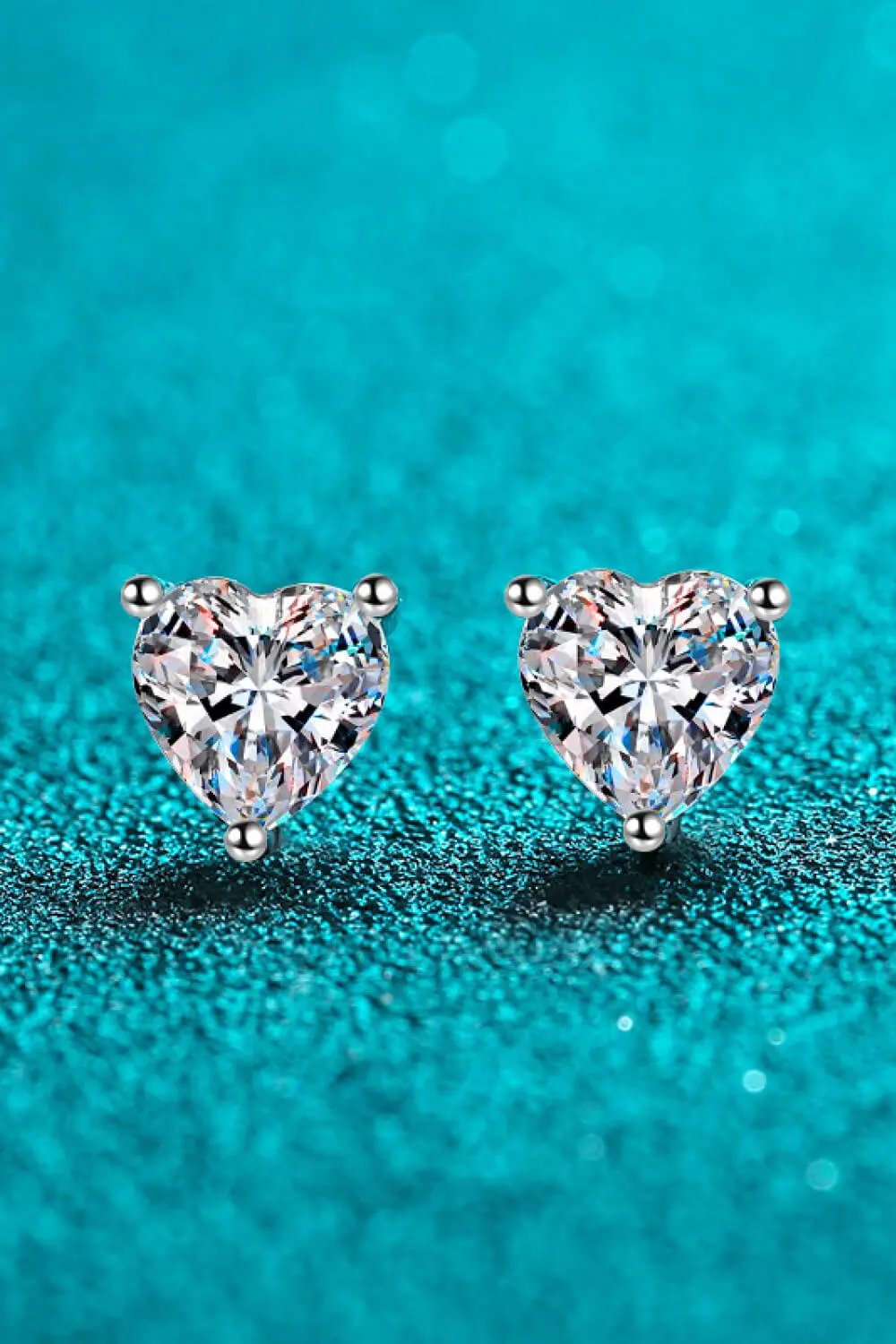 2 Carat Moissanite Heart-Shaped Stud Earrings by Partner Label