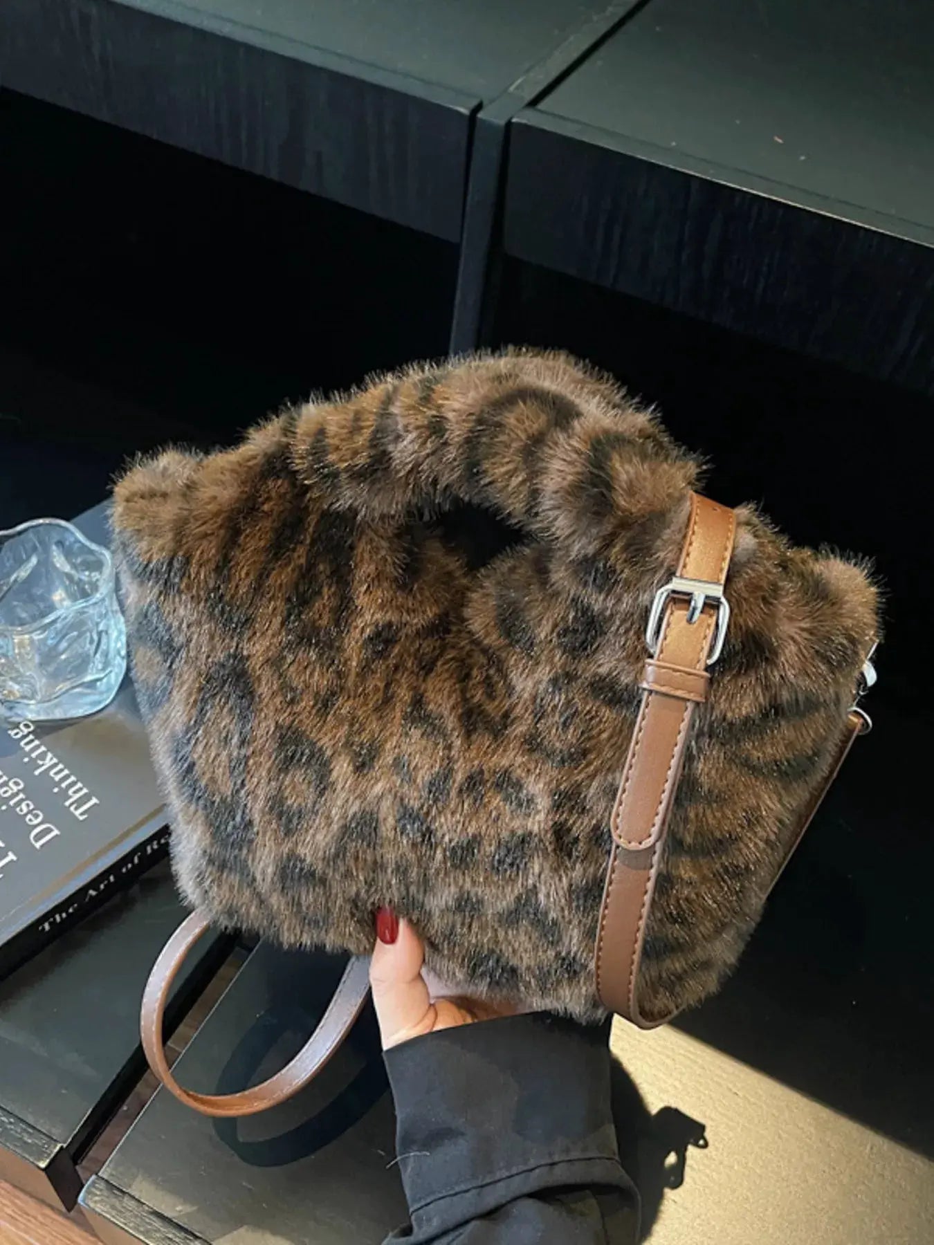 Leopard Plush Crossbody Bag by Partner Label