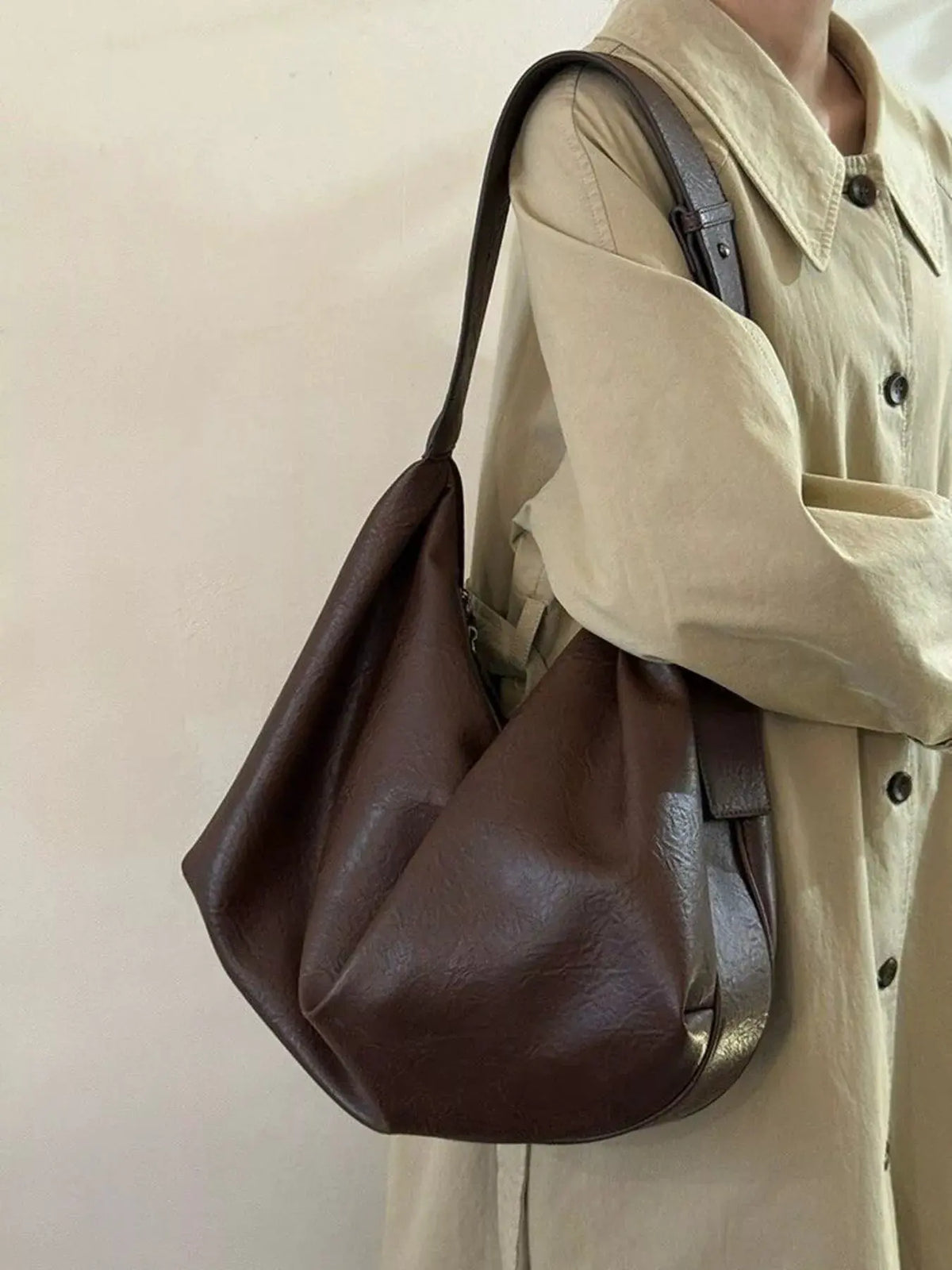 Large Capacity Faux Leather Tote Bag by Partner Label
