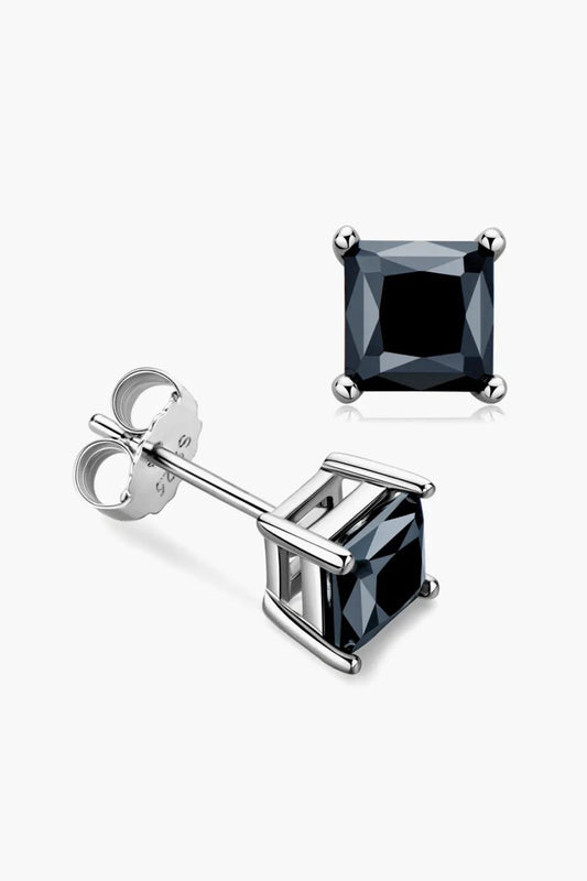 925 Sterling Silver Square Moissanite Stud Earrings by Partner Label