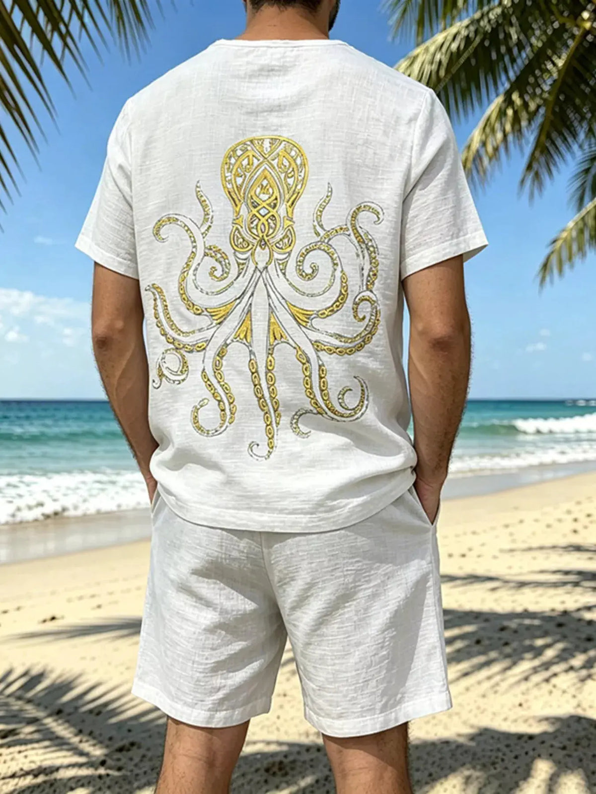 Men's Full Size Round Neck Tee and Shorts Set Plus Size by Trendsi