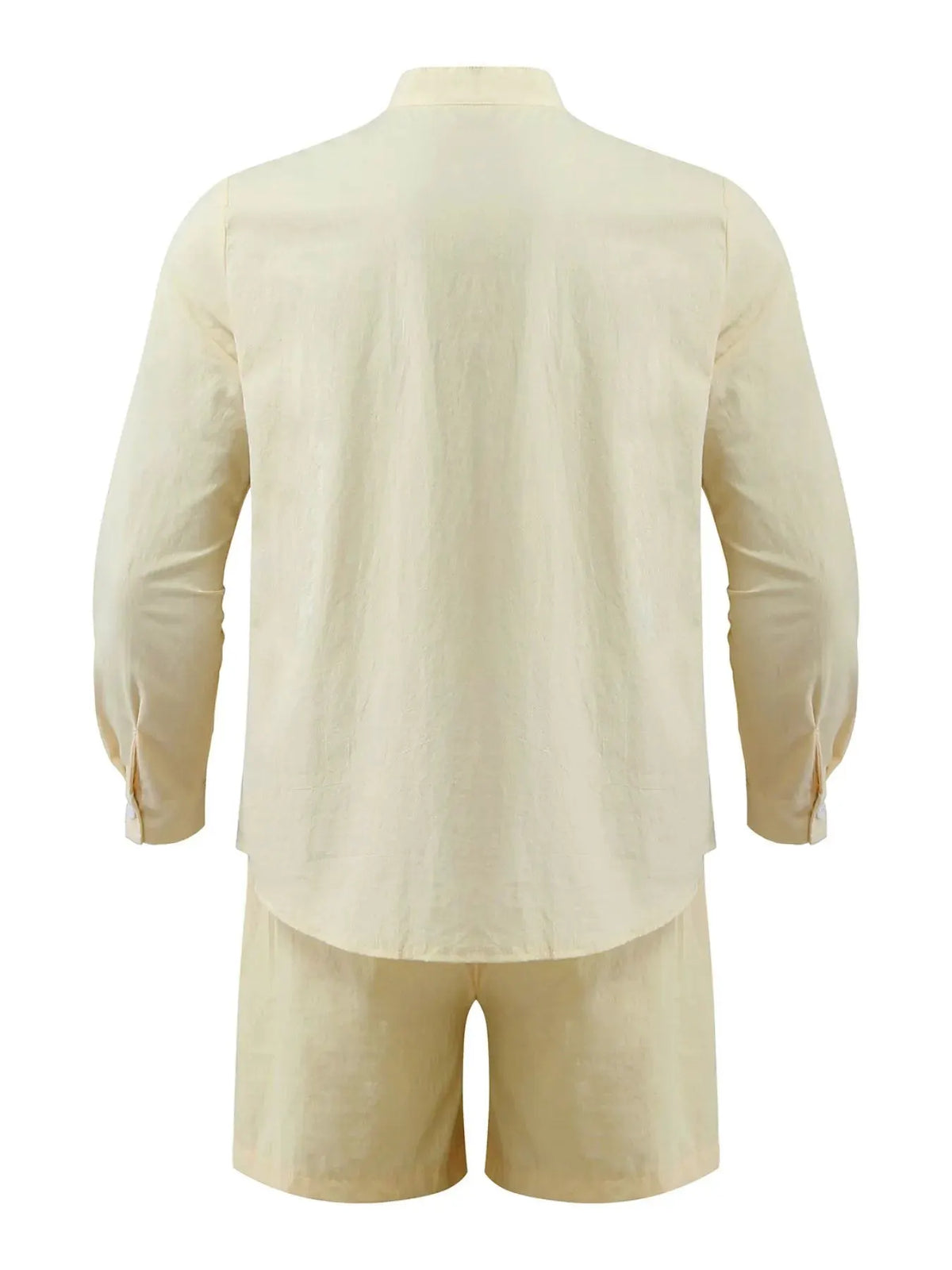 Men's Full Size Button Up Long Sleeve Shirt and Shorts Set Plus Size by Trendsi