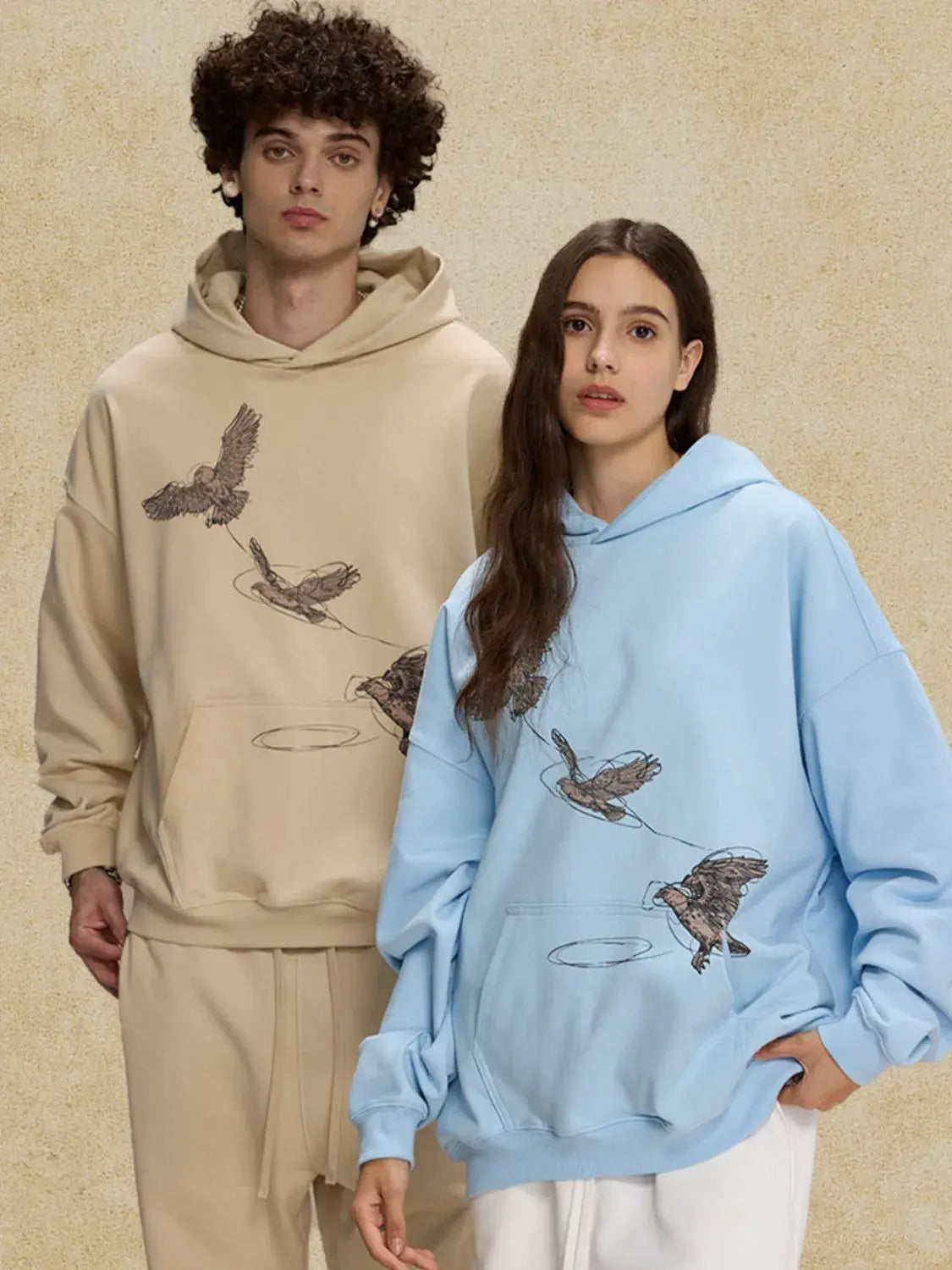 Men's Graphic Long Sleeve Hoodie with Kangaroo Pocket by Partner Label