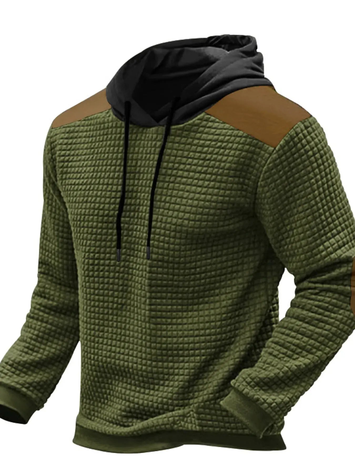 Men's Full Size Drawstring Contrast Shoulder Panels Hoodie Plus Size by Partner Label