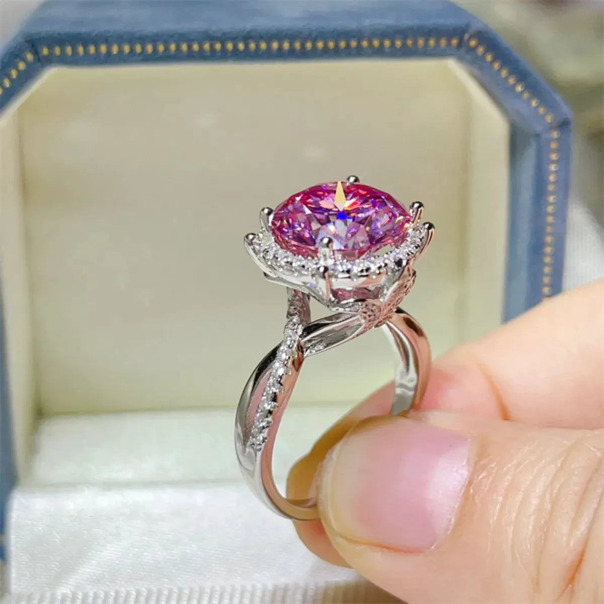 5 Carat Moissanite Halo Engagement Ring by Partner Label