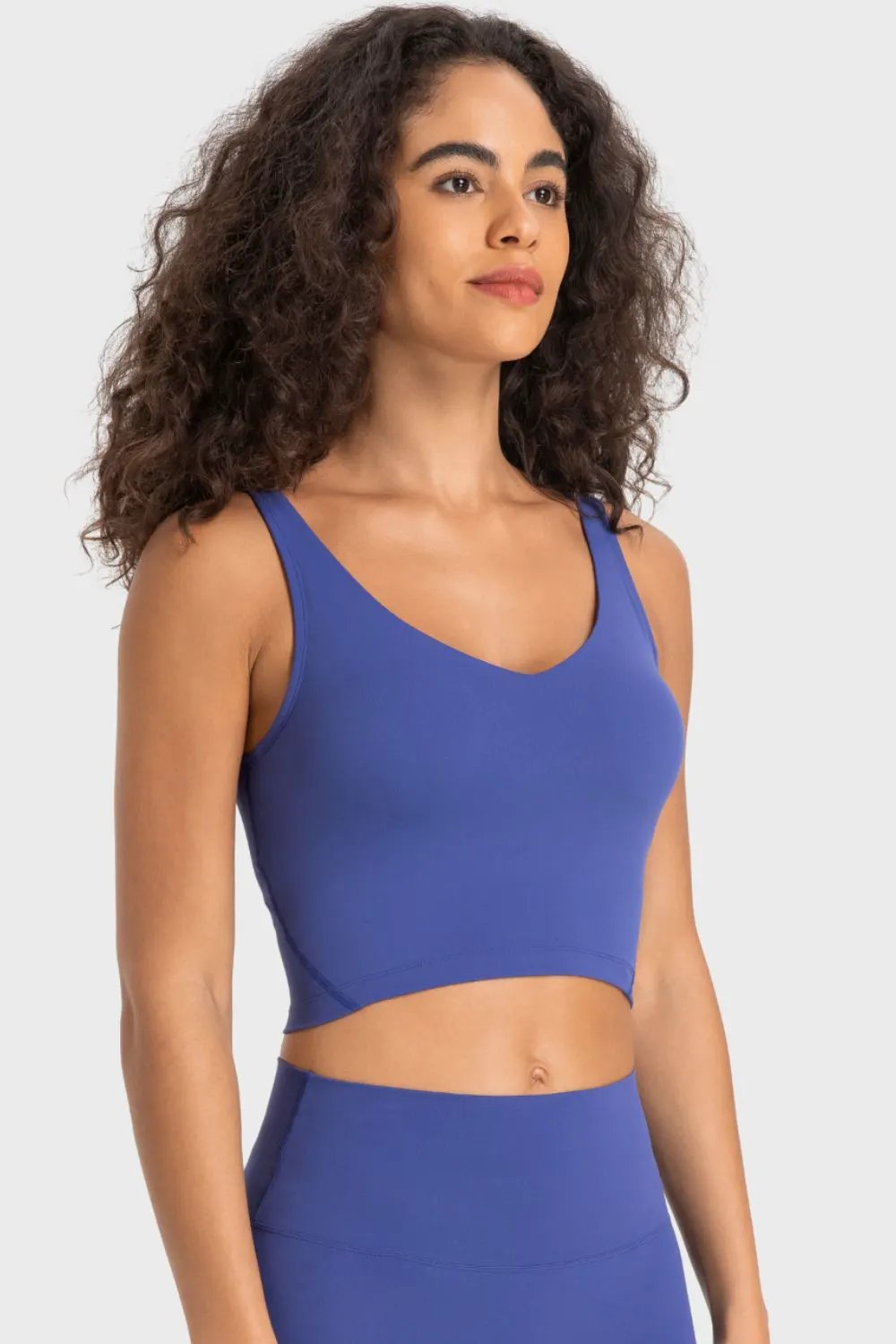 Millennia Deep V-Neck Crop Sports Bra by Millennia