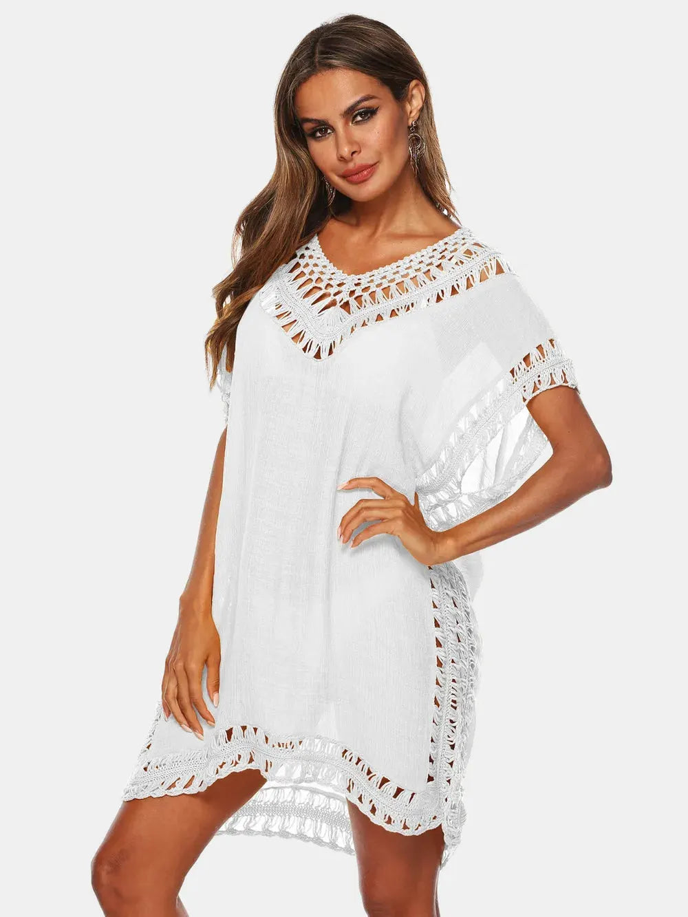 Cutout V-Neck Short Sleeve Cover-Up by Partner Labels