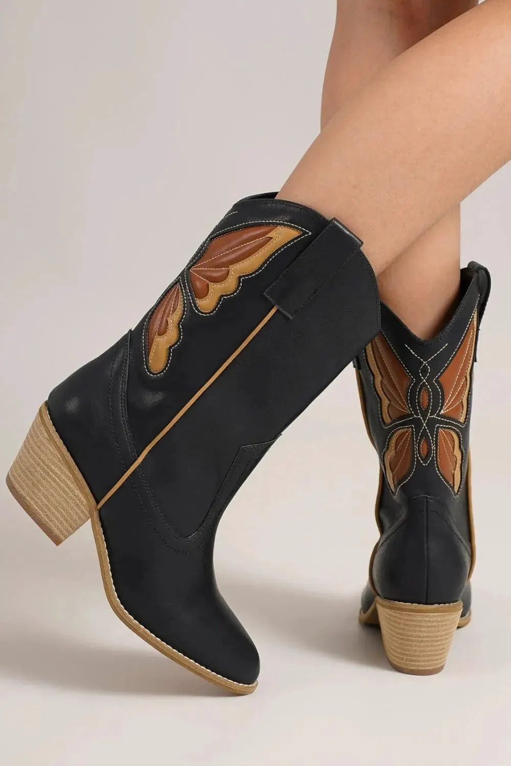Beast Fashion Butterfly Cut Detail Point Toe Boots by Beast Fashion