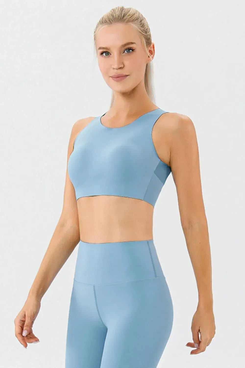 Round Neck Wide Strap Active Bra by Partner Label