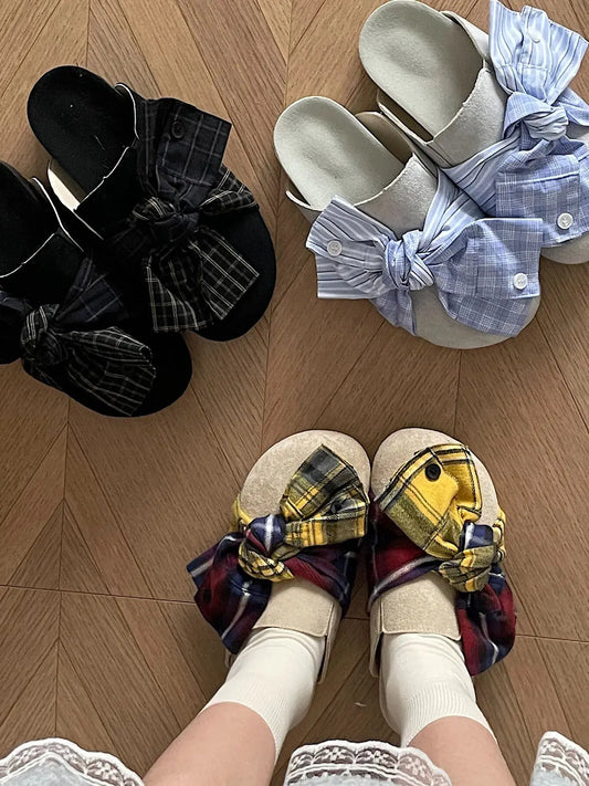 Bow-Knot Plaid Comfort Slip-Ons by Partner Label