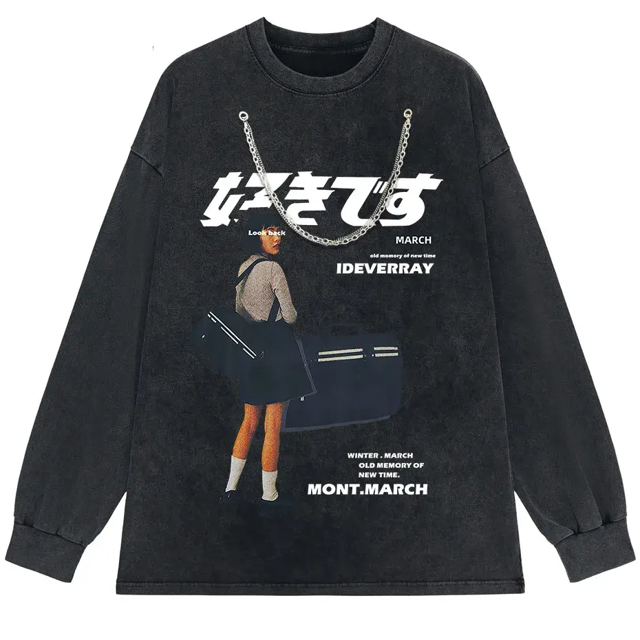Men's Harajuku Kanji Girl Graphic T-Shirt Japanese Print Cotton Loose Fit Streetwear by Vimost Shop
