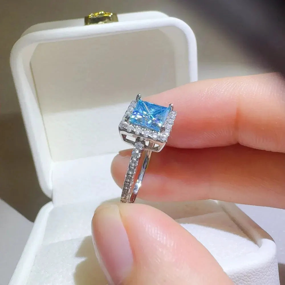 2 Carat Moissanite 925 Sterling Silver Square Shape Ring by Partner Label