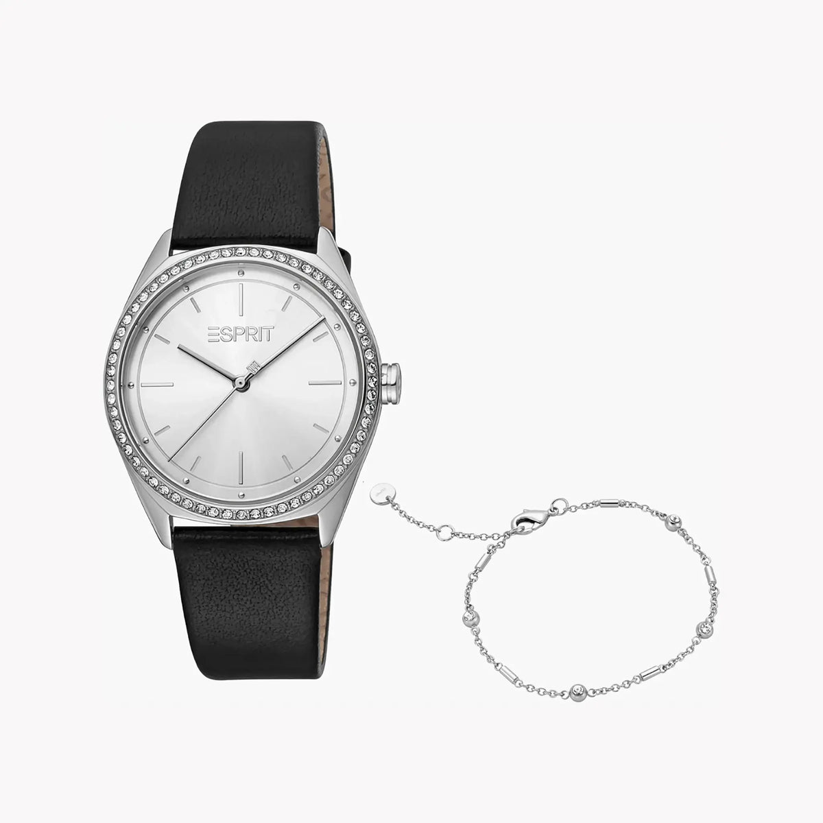 Esprit Women's Black Leather Watch, Silver Dial | ES1L289L0015 by ESPRIT