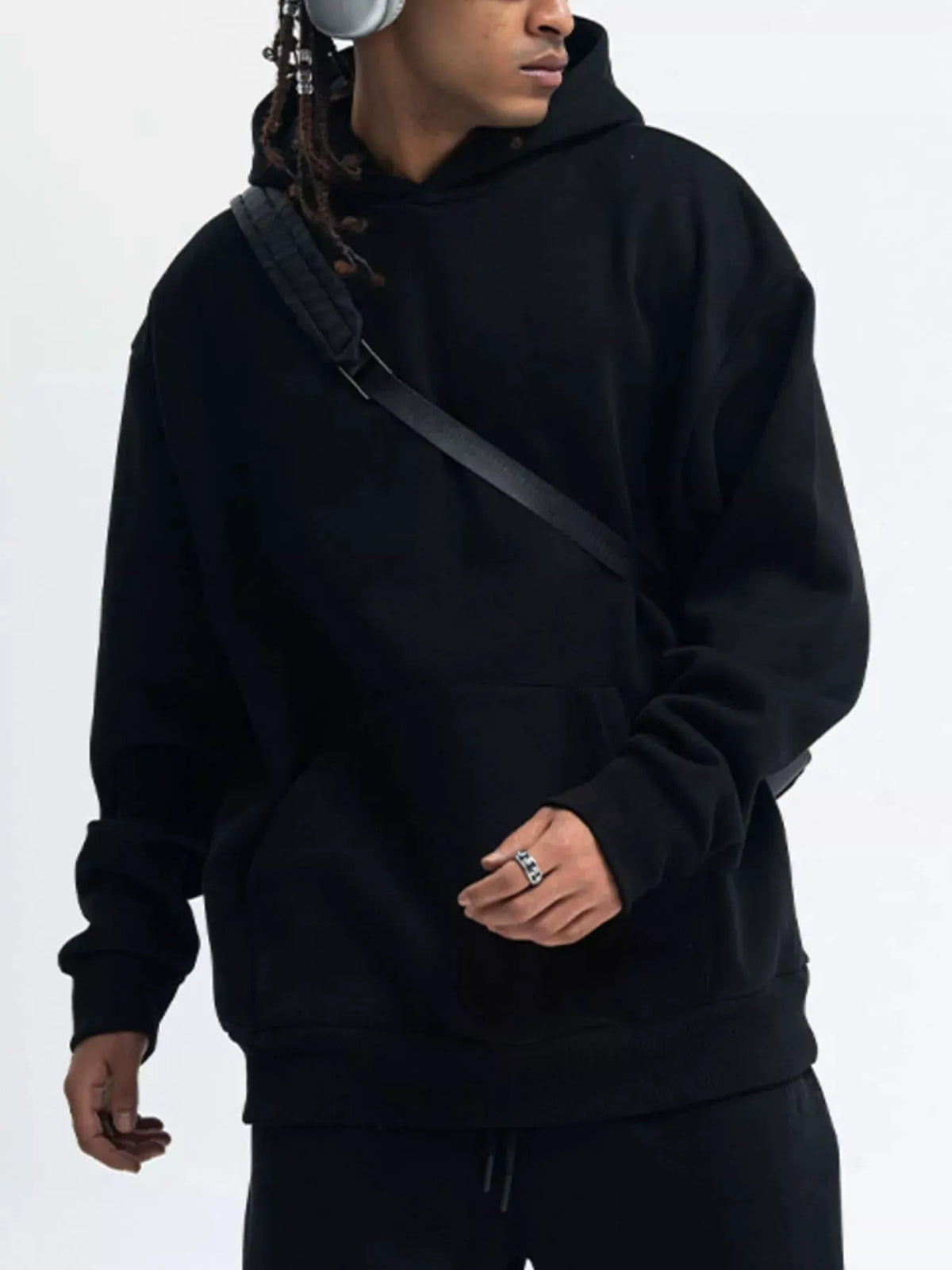 Men's Kangaroo Pocket Long Sleeve Hoodie by Trendsi
