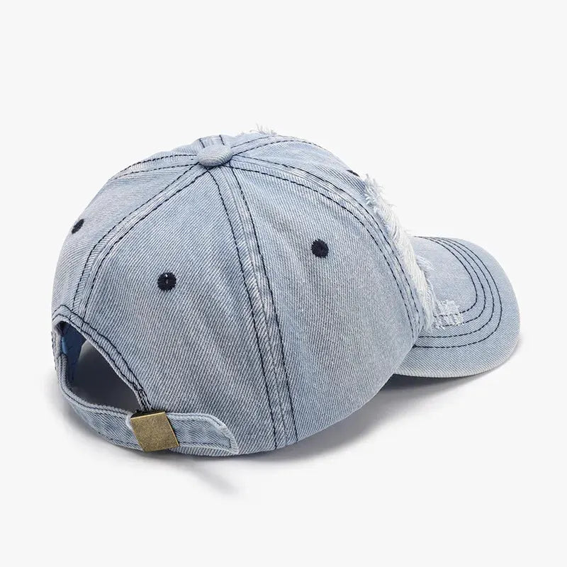 Distressed Cotton Baseball Cap by Partner Label