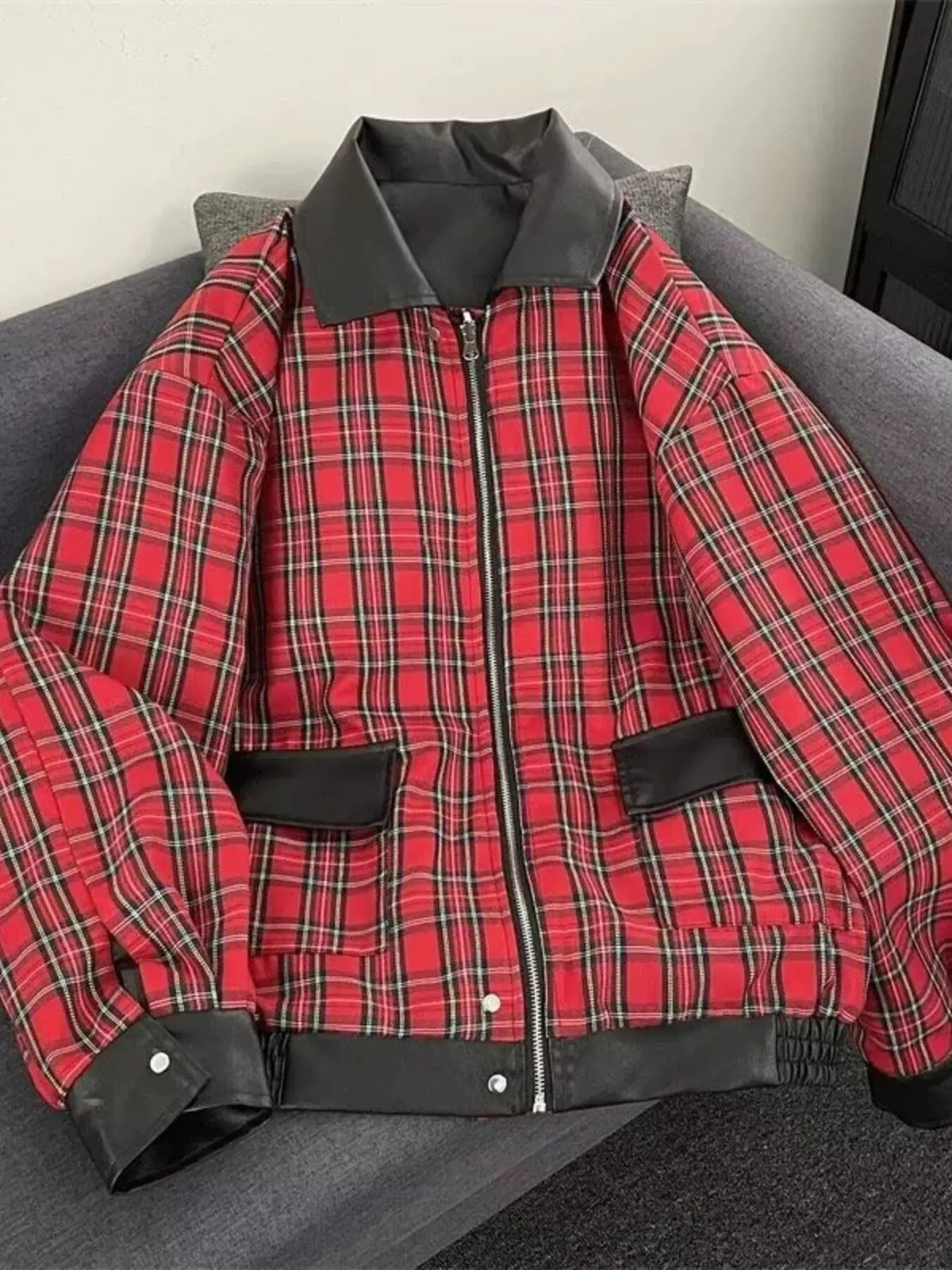 Men's Reversible Zip Up Jacket by Trendsi
