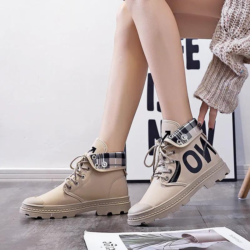 New All-match High-top Girls Canvas Short Boots Women's Shoes by Maiden-Art