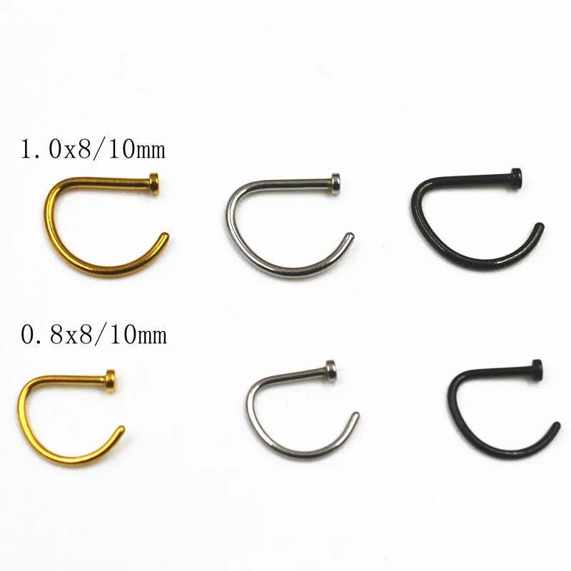 False Nose Ring No Hole D Shaped Stainless Steel by Maiden-Art