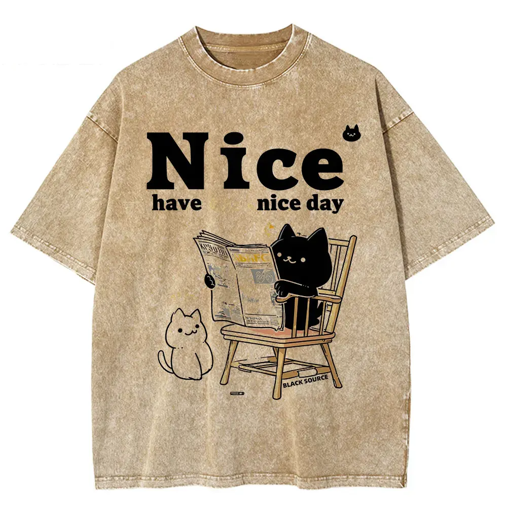 Japanese Cat Cartoon Graphic Baggy T-Shirt Men Streetwear by Vimost Shop