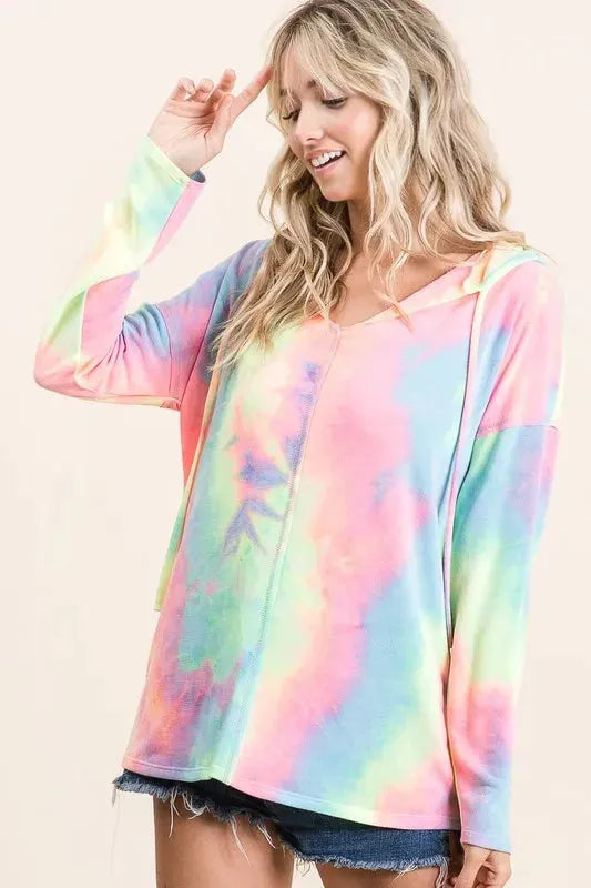 BiBi Tie Dye Terry Long Sleeve Hoodie by BiBi