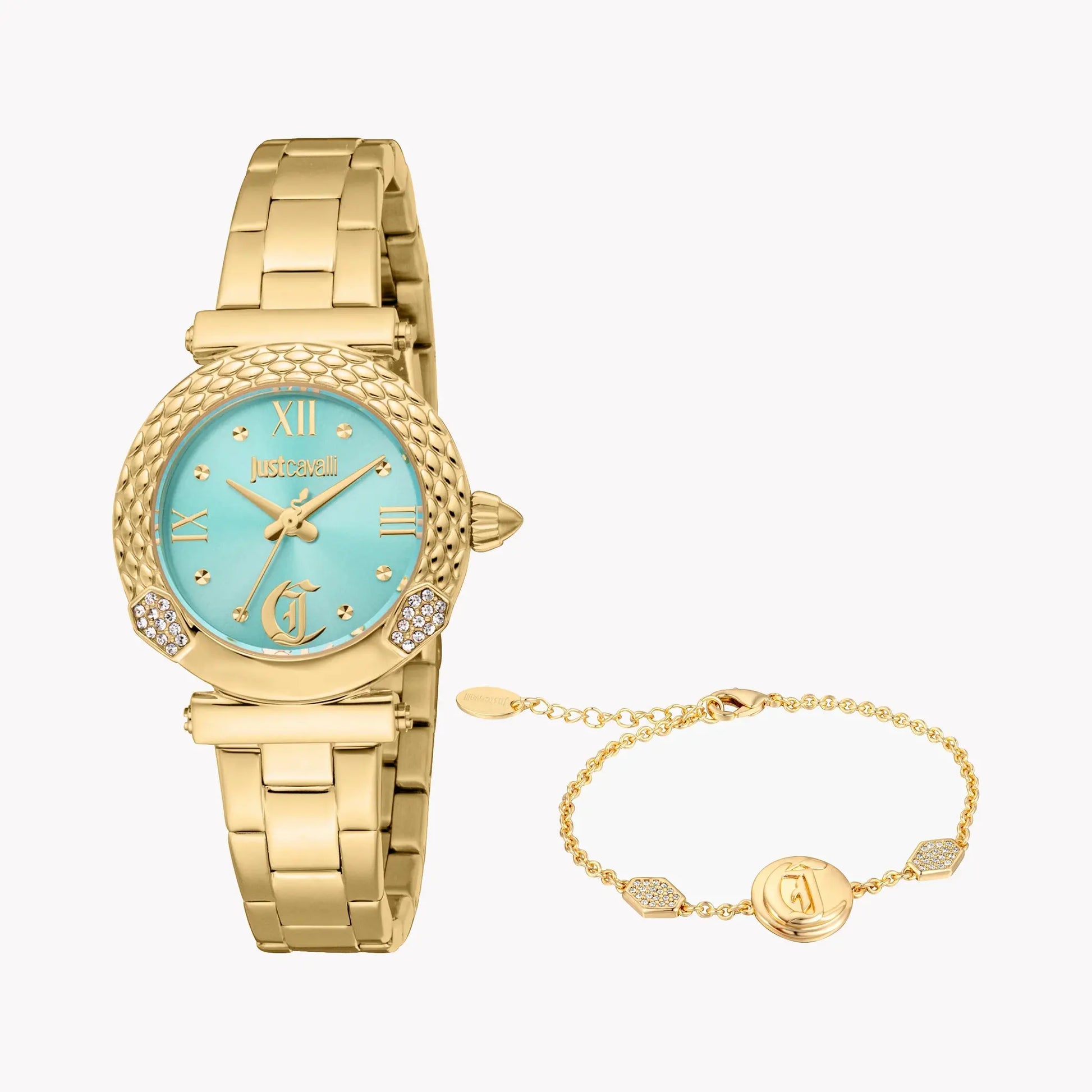 Just Cavalli Women's Gold Watch, Turquoise Dial | Jc1l332m0065 by JUST CAVALLI