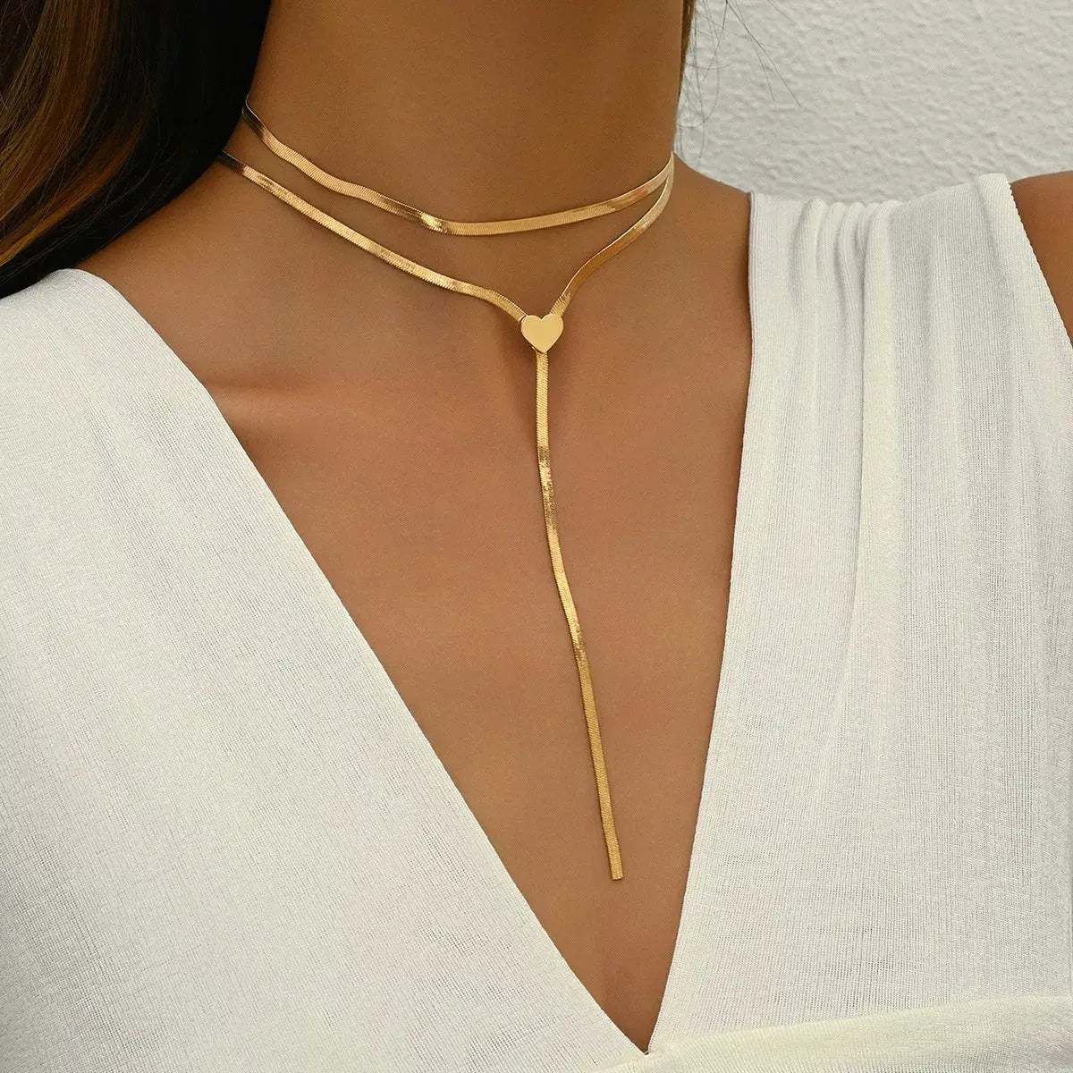 2 Piece 18K Gold-Plated Heart Necklace by Partner Label
