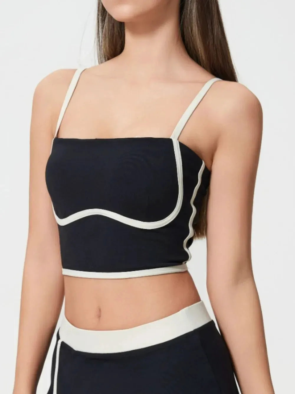 Millennia Contrast Trim Square Neck Active Cami with Detachable Chest Pads by Millennia