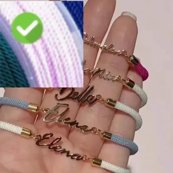 Personalized Colorful Rope Chain Custom Name Bracelet Personalized Adjustable Name Jewelry For Girls by Maiden-Art