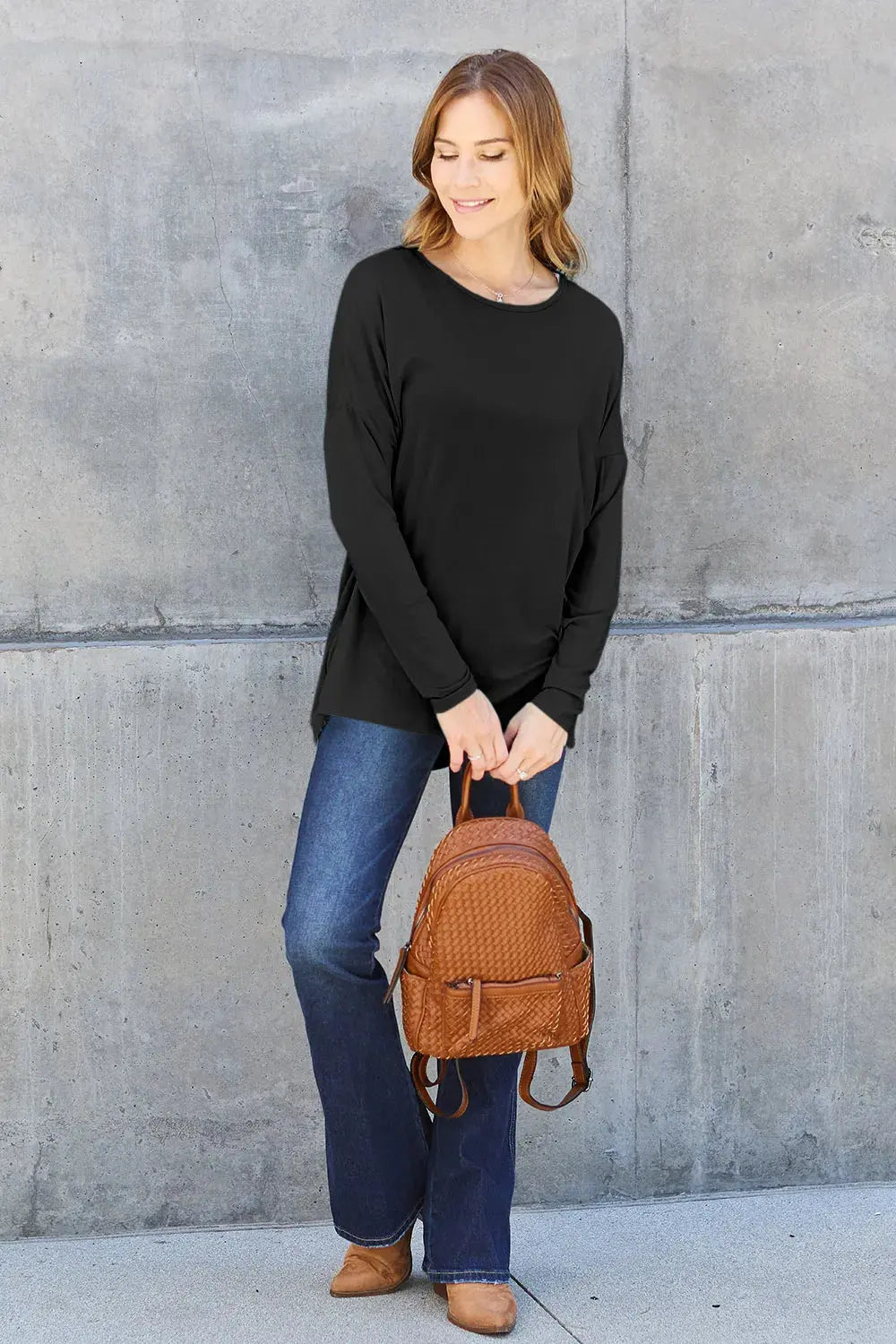 Basic Bae Full Size Round Neck Dropped Shoulder T-Shirt by Basic Bae
