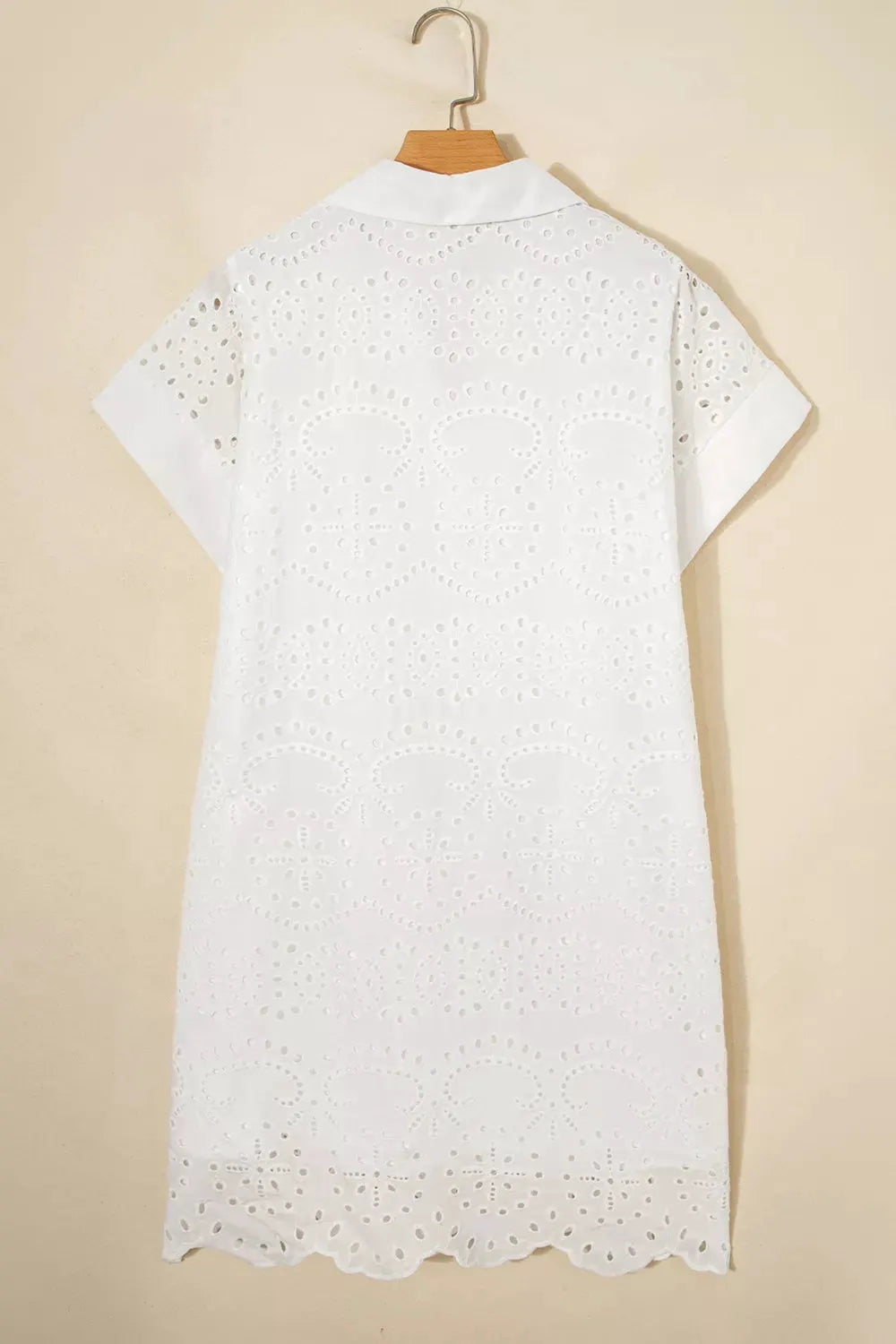 Solid Color Eyelet Embroidered T Shirt Mini Dress by Partner Label