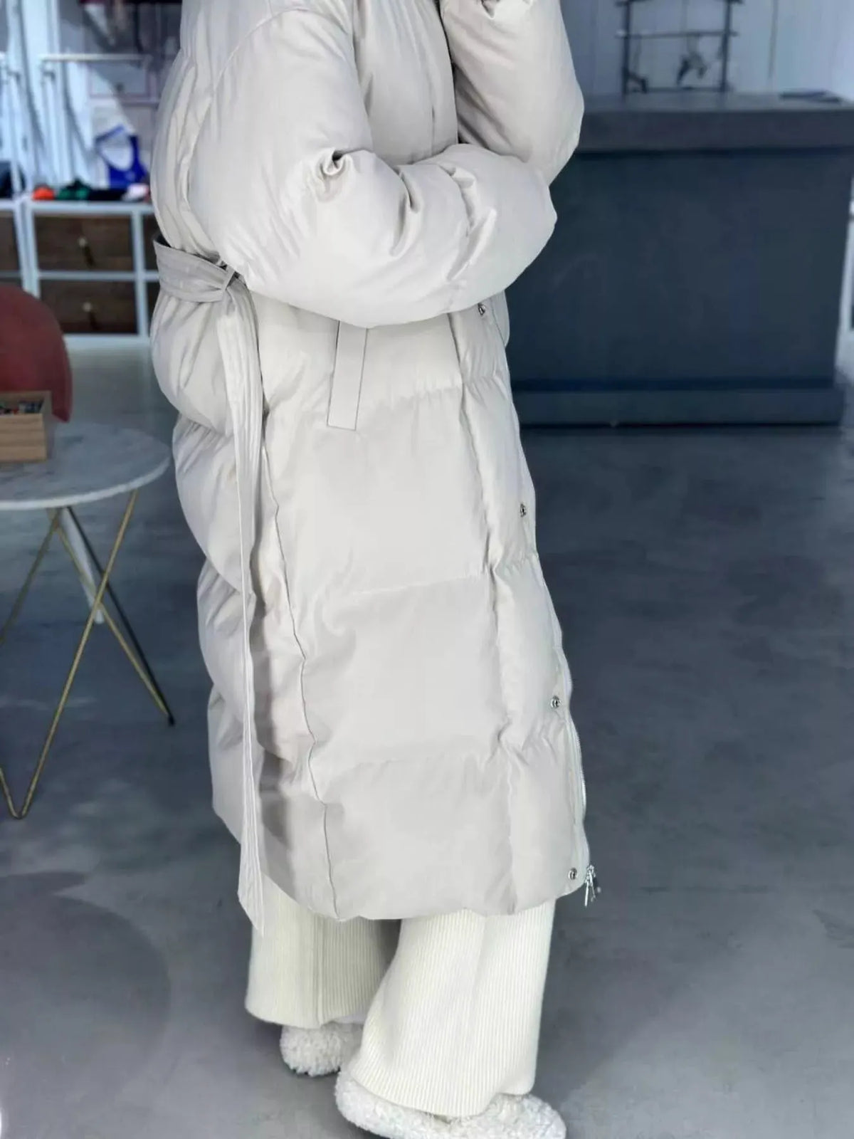 Longline Padded Winter Coat with Belted Waist | Partner Labels Selection by Partner Label