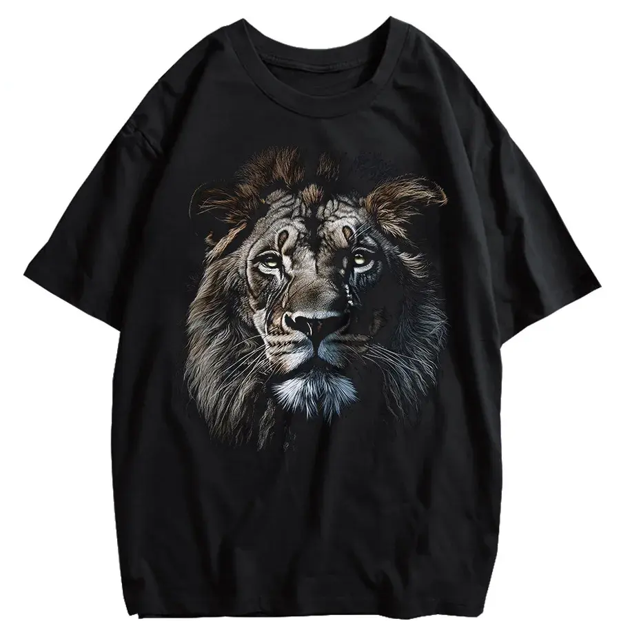 Hip Hop Men's T-Shirt With Lion head Print casual Tshirt Unisex Tops Tee by Vimost Shop