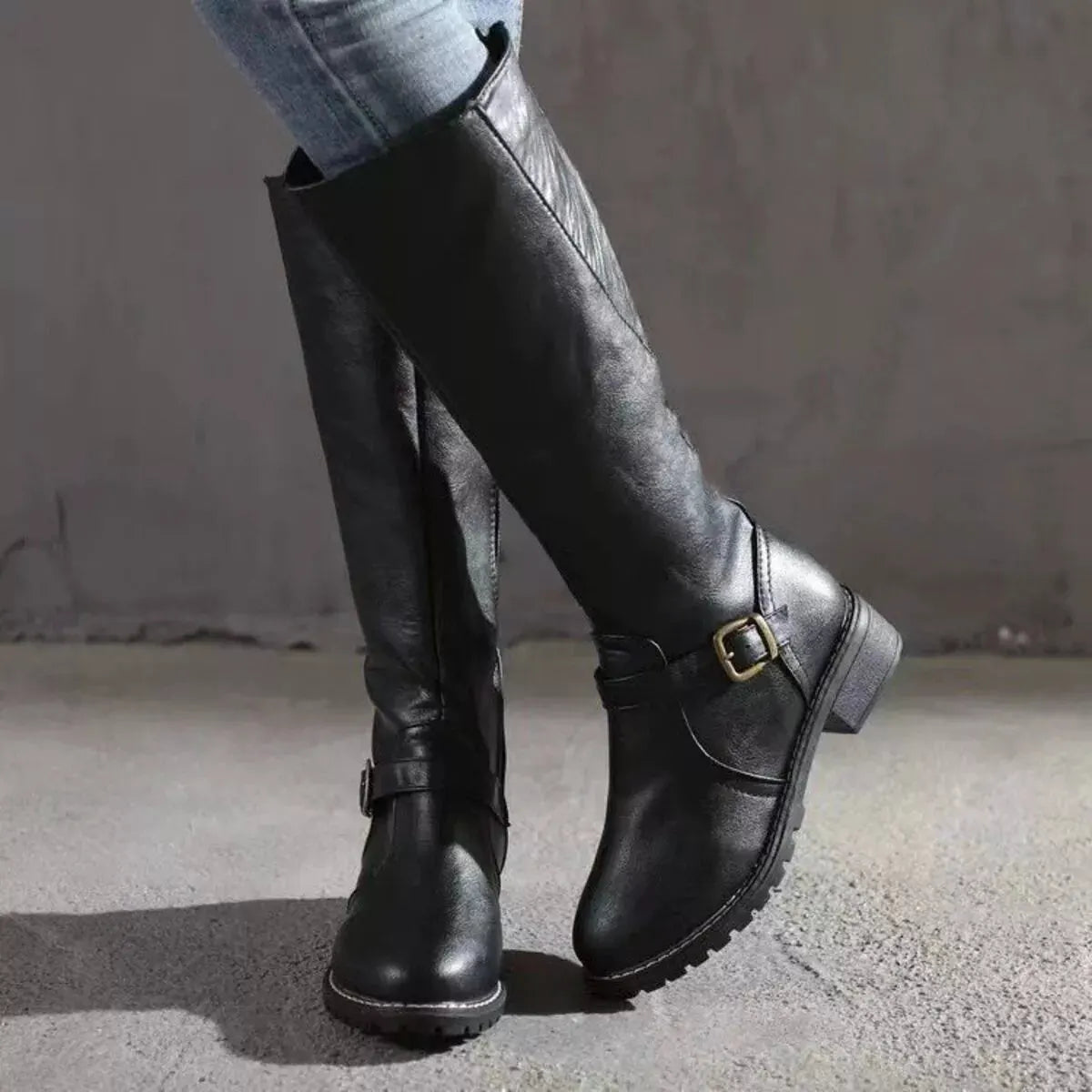 Round Toe Block Heels Boots by Partner Label