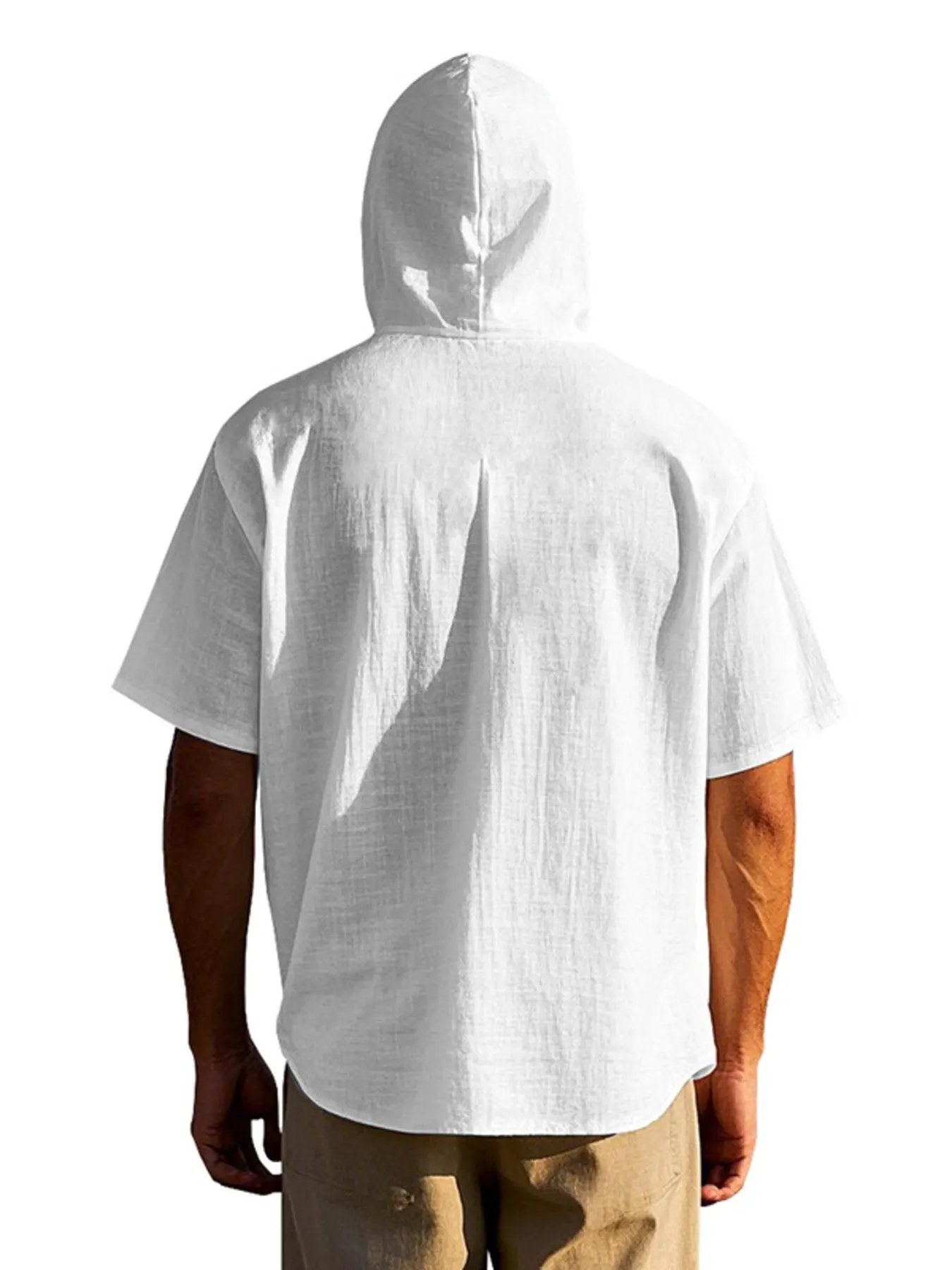 Men's Full Size Casual Hooded Short-Sleeve Shirt Plus Size by Trendsi