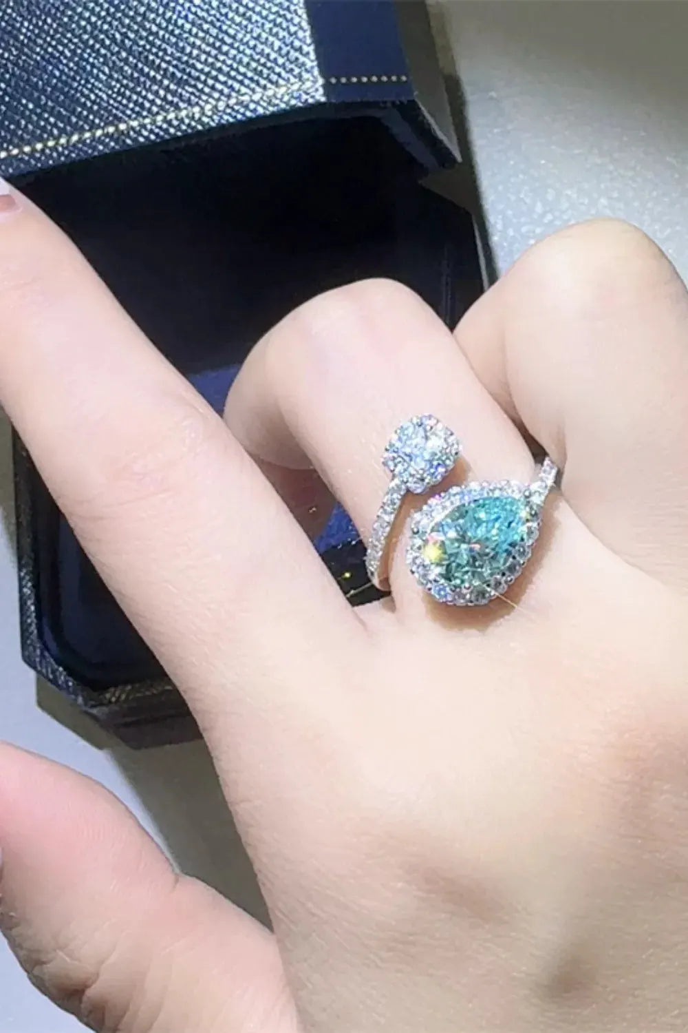 2 Carat Moissanite 925 Sterling Silver Bypass Ring by Partner Label