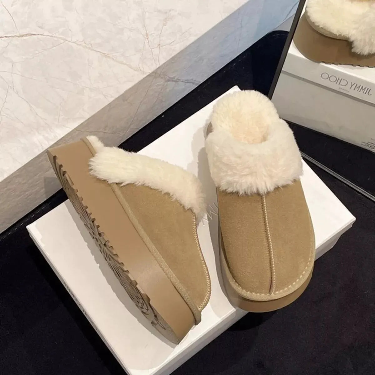 Round Toe Platform Slippers by Partnel Label