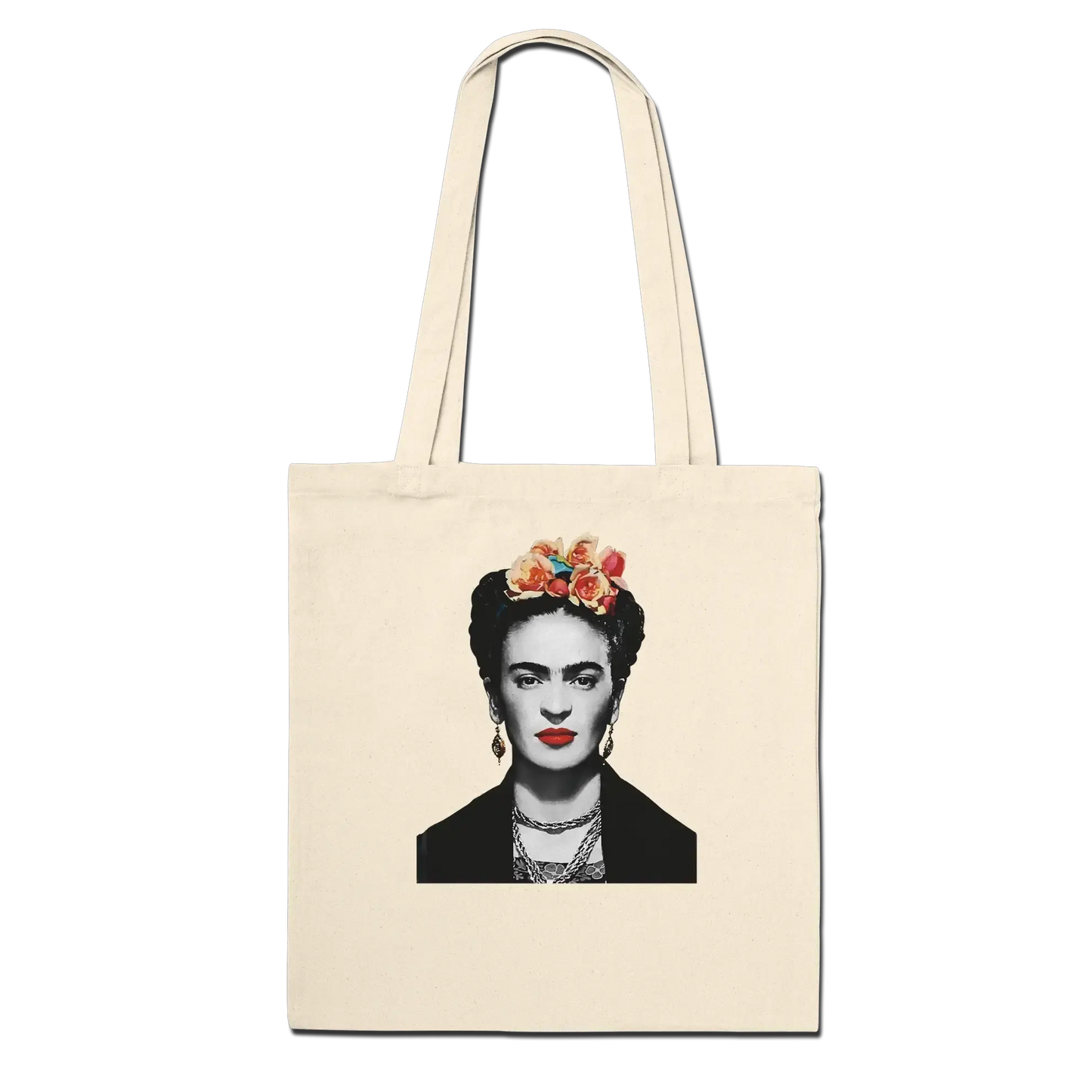Frida Kahlo with Flowers Portrait artwork tote bag by Art-O-Rama Shop