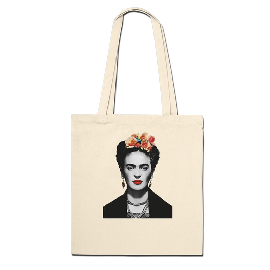 Frida Kahlo with Flowers Portrait artwork tote bag by Art-O-Rama Shop