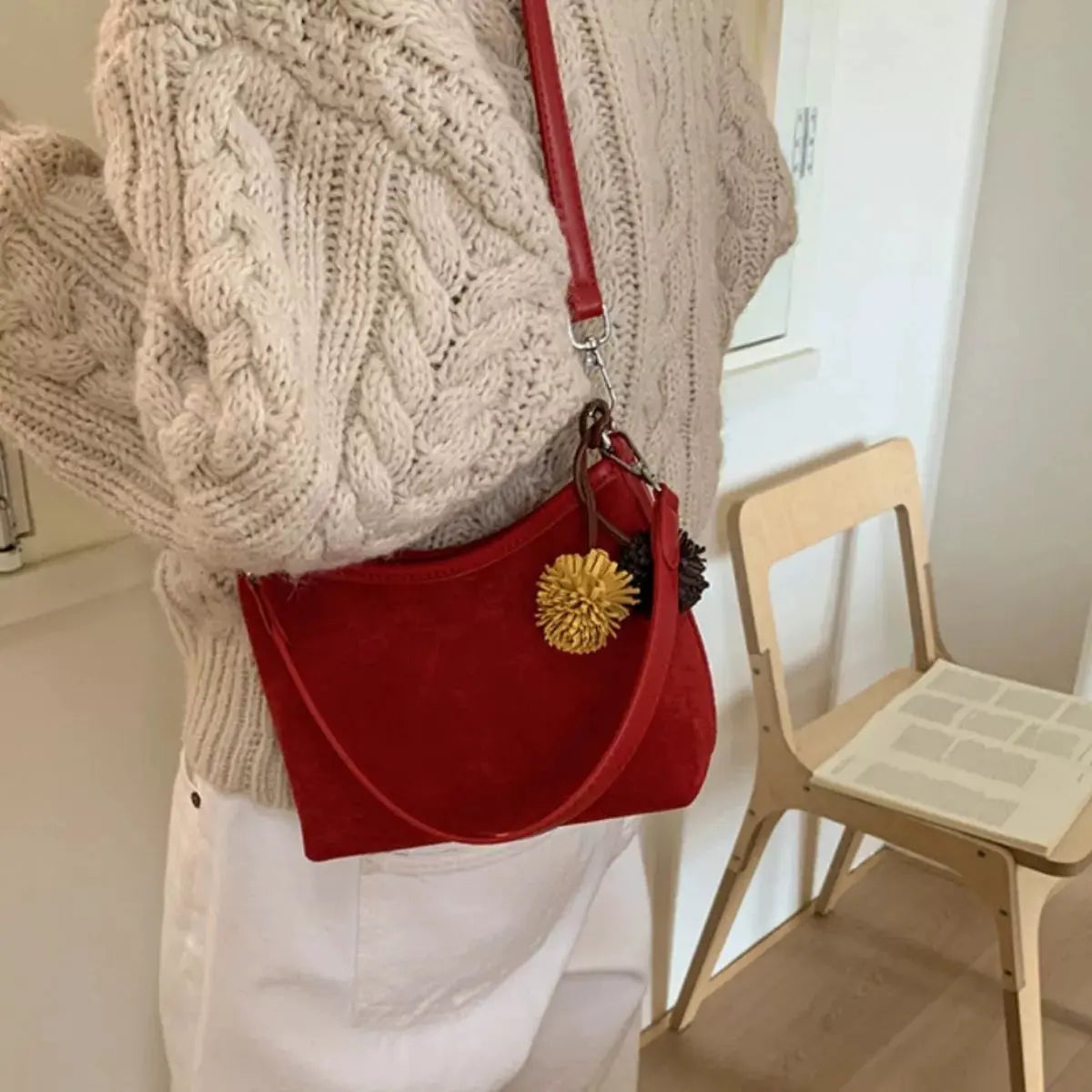 Suede Crossbody Bag with Adjustable Shoulder Strap by Partner Label
