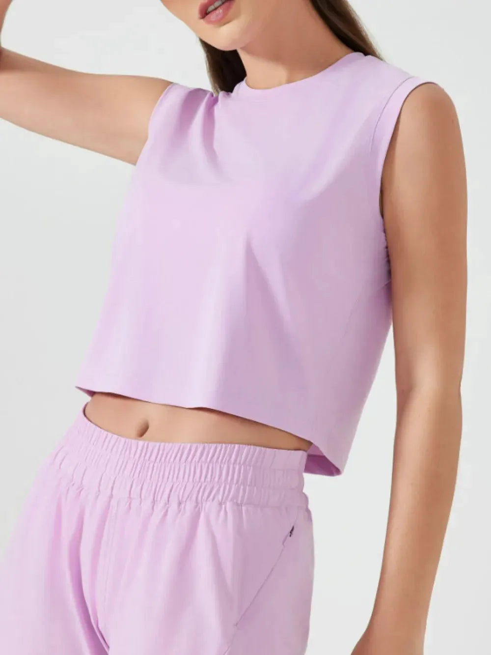 Millennia Round Neck Cropped Active Tank by Millennia