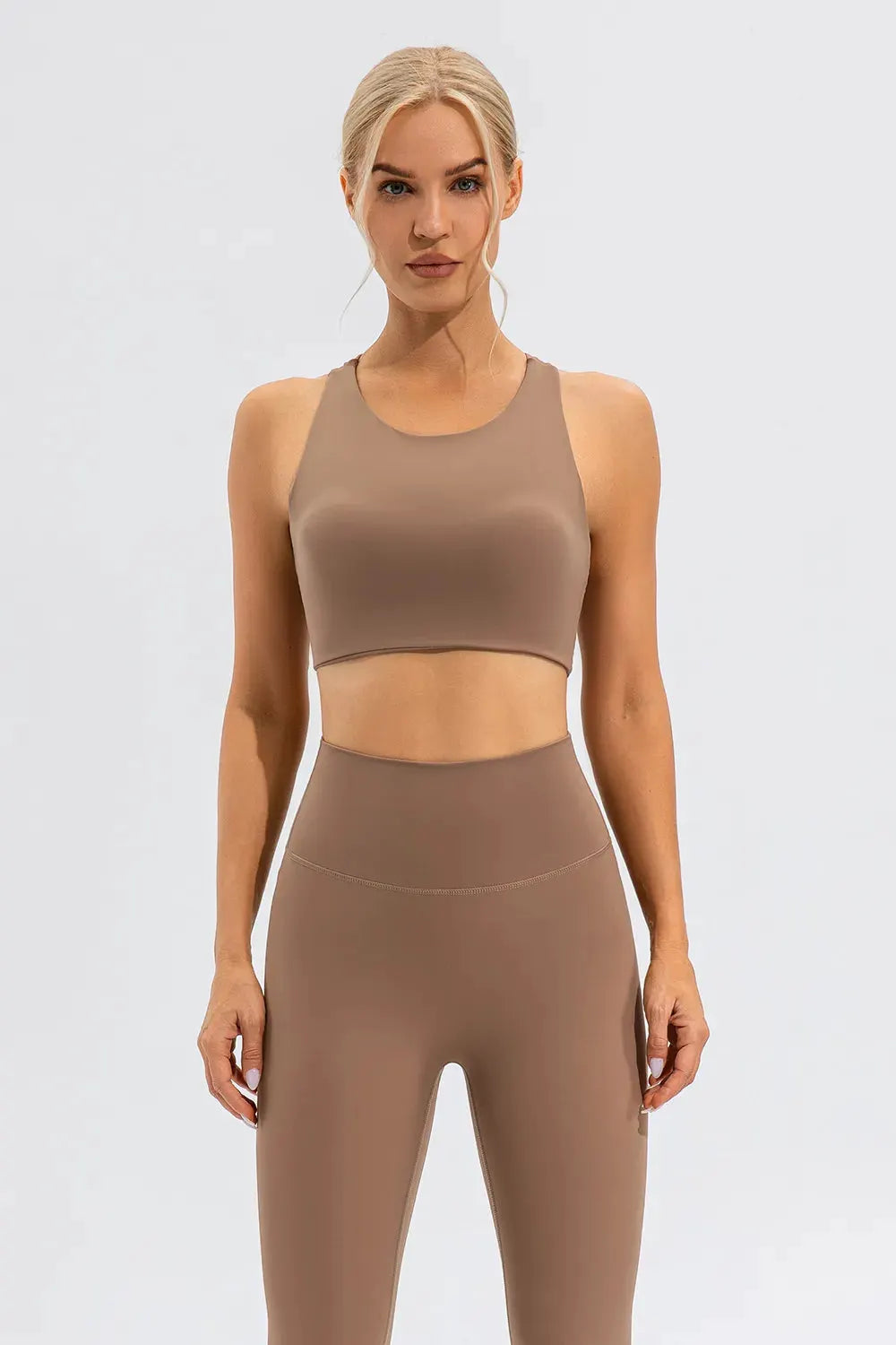 Round Neck Cutout Cropped Active Tank by Partner Label