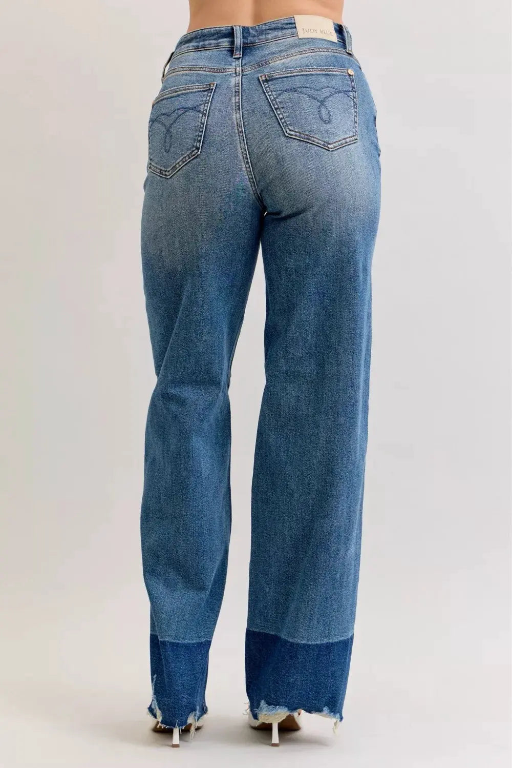 Judy Blue Raw Hem High Waist Column Straight Jeans by Judy Blue